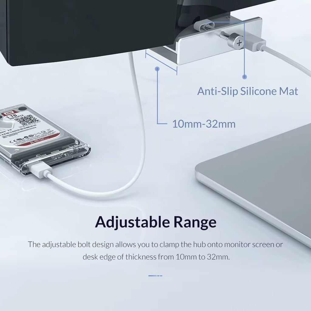 USB 3.0 Hub Clip Design Aluminum Alloy 4 Ports USB 3.0 HUB Travel Charger Charging Hub Station 5Gbps Data Transmission